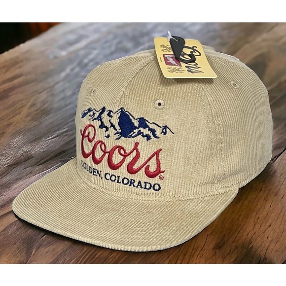Coors Beer Khaki Corduroy Snapback Golden Colorado Banquet Trucker Hat Cap New - Picture 10 of 15